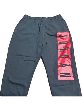 Nike Air Jordan Sweatpants Mens 2XL Black Fleece Joggers Red Graphic Y2K